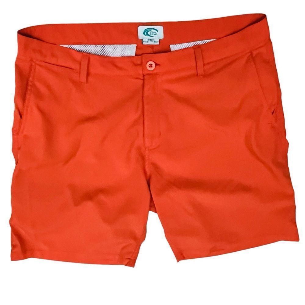 Teal Cove Swim Surf Orange Men’s Shorts Stretch Hybrid Zip Sz 32